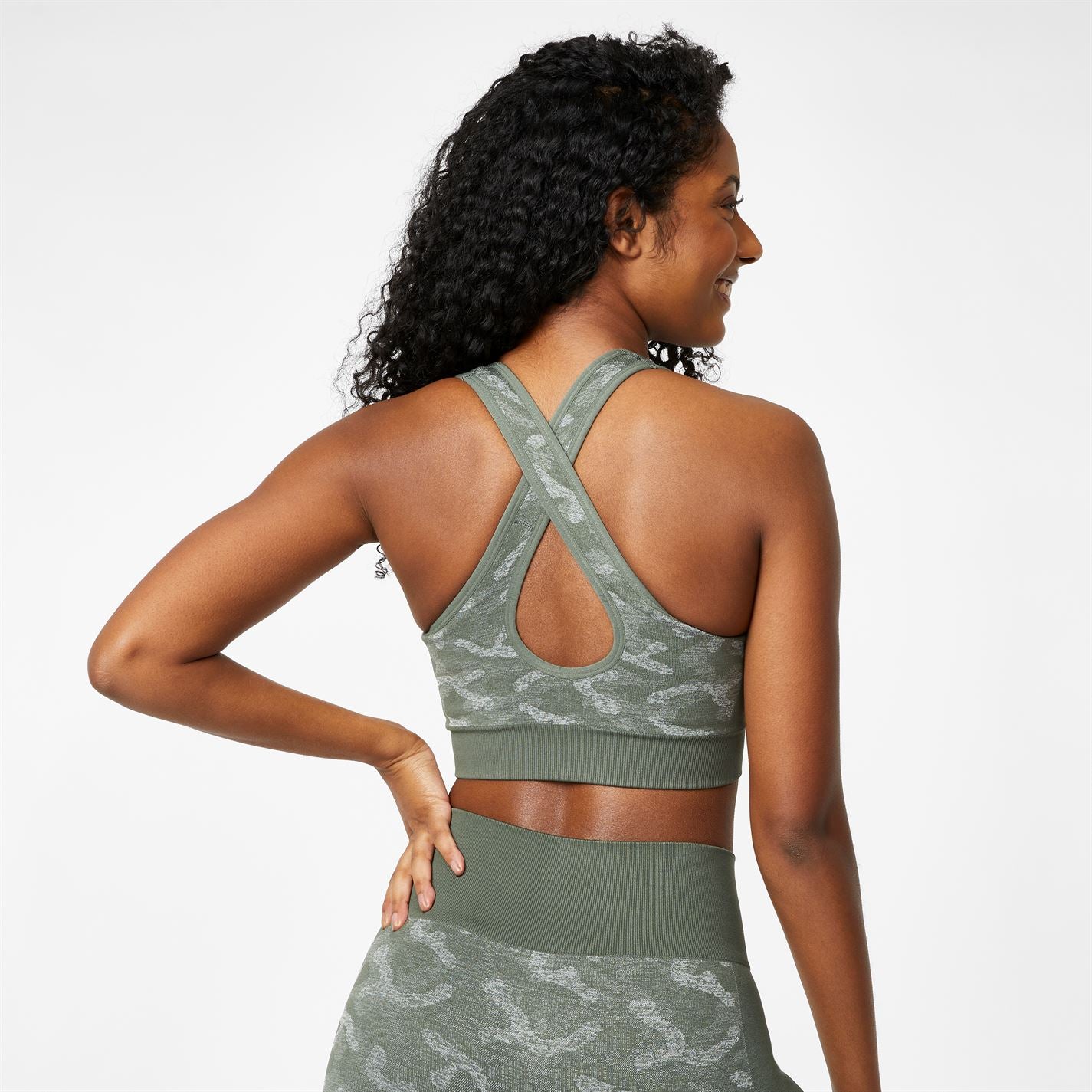 Seamless Camo Cross Back Sports Bra - Image 3